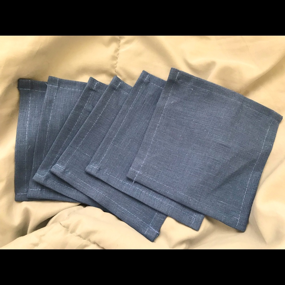 Blue linen cocktail napkins